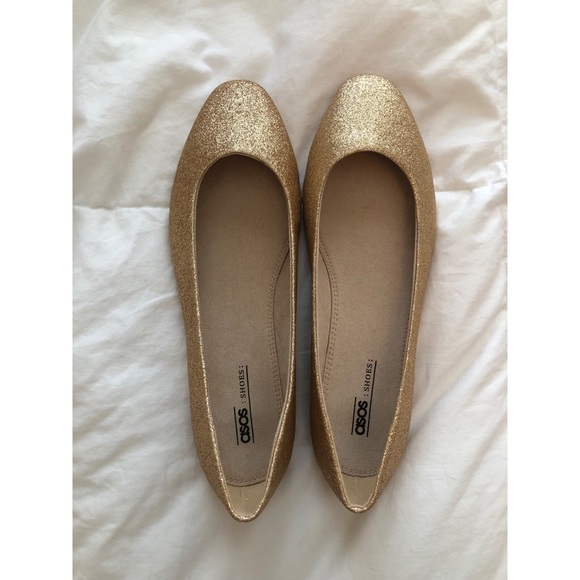 Never worn ASOS gold glitter ballet flats - Picture 2 of 9